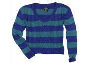 Ecko Unltd. Womens Open Neck Stripe Metallic Cable Cardigan Sweater midnight M