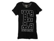 Ecko Unltd. Womens E Foil Crew Neck Graphic T Shirt black XS