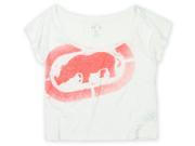 Ecko Unltd. Womens Burnout Crop W Logo Print Graphic T Shirt blchwhite L