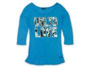Ecko Unltd. Womens Ls Animal Love Opnk Graphic T Shirt riverblu XS