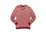 Tasso Elba Mens Two Tone Knit Pullover Sweater berryhtr M