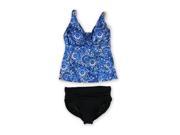 MiracleSuit Womens Lagoon Shirred Brief 2 Piece Tankini blublack 14