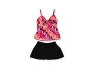 MiracleSuit Womens IKAT Print Skirted 2 Piece Tankini coralblk 10