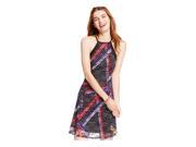Material Girl Womens Printed Illusion A line Dress caviarblkcmb M