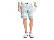 IZOD Mens Plaid Straight Fit Casual Walking Shorts limelight 34