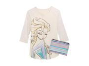 Disney Girls Elsa Lace Front 2 fer Graphic T Shirt ivory M