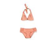 bar III Womens Halter Ruched 2 Piece Bikini peach XS