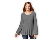 Style co. Womens Ribbed Knit Peplum Pullover Sweater medgreyheather S