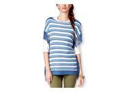 American Living Womens Striped Boat Neck Pullover Sweater bluemu M