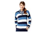 American Living Womens Striped LS Pullover Sweater cnvyblu 2XL