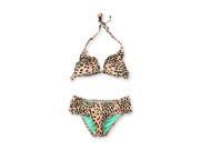 bar III Womens Dalmation Side Tab 2 Piece Bikini peach XS