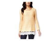 Style co. Womens Lace Hem Marled Pullover Sweater citrussplash L