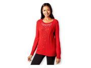 Grace Elements Womens Embellished Cable Knit Pullover Sweater scarletsage L