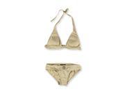 Carmen Marc Valvo Womens Embellished Brief 2 Piece Bikini buff XS