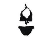 Kenneth Cole Womens Ruffle Fold Waist 2 Piece Bikini blk S