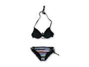 Hurley Womens U Wire Tie Side 2 Piece Bikini blkmlt XS