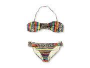 Hobie Womens Printed Middle Gather 2 Piece Bandeau mlt XL