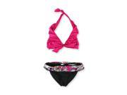 Kenneth Cole Womens Halter Paisley 2 Piece Bikini pnkblk S