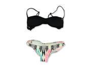 Volcom Womens U Wire Ruched 2 Piece Bandeau blkmlt XS