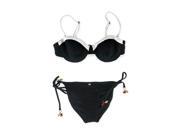 Nanette Lepore Womens Euphoria Jacquard Side Tie 2 Piece Bikini blk S