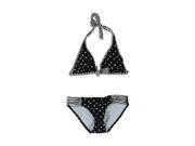 Tommy Bahama Womens Dot Striped Side Tab 2 Piece Bikini blackwhite XS