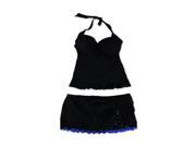 Profile Womens Peplum Ruffle Skirt 2 Piece Tankini black 32D