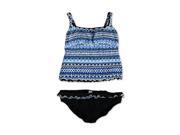 Profile Womens Geo Ruffled Brief 2 Piece Tankini multiblublk 16