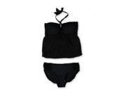 Jones New York Womens Flyaway Crochet 2 Piece Tankini blk 16