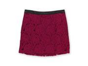Kensie Womens Lace Overlay Mini Skirt magenta 10
