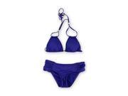 bar III Womens Halter Ruched 2 Piece Bikini navy XS