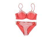Jessica Simpson Womens Ring Side 2 Piece Bandeau coral L