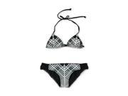 Hurley Womens Grid Lock Side Tab 2 Piece Bikini blk XS