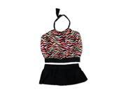 MagicSuit Womens Multi Striped U Wire Skirt 2 Piece Tankini pinkblack 12