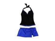 Profile Womens Tri Color Scallop Skirt 2 Piece Tankini blackcobalt 6