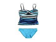 Tommy Bahama Womens Striped Brief 2 Piece Tankini bajablue XS