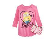 Despicable Me Girls Bello Heart Lace Sleeve 2 Fer Graphic T Shirt mediumpink M