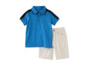Calvin Klein Boys 2 Piece Shirt Shorts Rugby Polo Shirt bluetan 3T