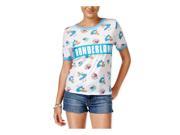 Disney Womens Wonderland Ringer Graphic T Shirt whtblue S