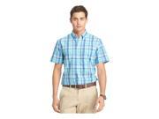 IZOD Mens Saltwater Poplin Button Up Shirt aquasky M