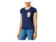 Mighty Fine Womens Navy Pocket Graphic T Shirt navywhite S