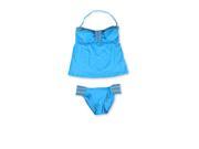 Lucky Brand Womens Stitched Ruffled 2 Piece Bandeau blue M