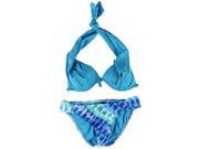 Hurley Womens Anyway Halter Side Tab 2 Piece Bikini blu M