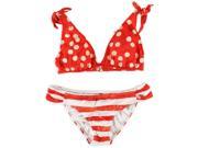 Bikini Lab Womens Dot Print Side Tab 2 Piece Bikini red M