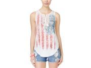 American Rag Womens Americana Lace Up Tank Top onewhite XS