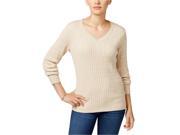 Karen Scott Womens Marled Cable Knit Sweater newkhakimarl 2XL