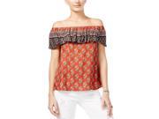 American Rag Womens Printed Off The Shoulder Pullover Blouse bossanova XS