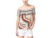 American Rag Womens Printed Off The Shoulder Pullover Blouse alhambra S