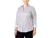 Charter Club Womens Printed Button Up Shirt brightwhtcombo 18W