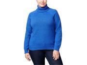 Karen Scott Womens Marled Turtleneck Pullover Sweater havanabluemarl 1X