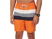 Nautica Mens Stripe Colorblock Swim Bottom Board Shorts fireside S